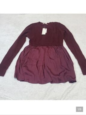 NWT It's Our Time Maroon‎ Sweater Romantic Flowy Knit Party Dressy Dress Tunic M